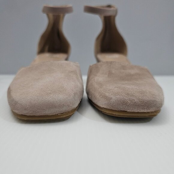 Eileen Fisher Veery Heel Pump Ankle Strap Zip Earth Tan Suede Size 8 NEW - Picture 6 of 16
